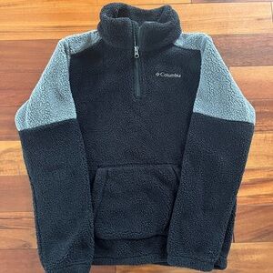 Boys Columbia Black & Gray Sherpa 1/4 Zip Popover Jacket Large 14/16 Sweatshirt